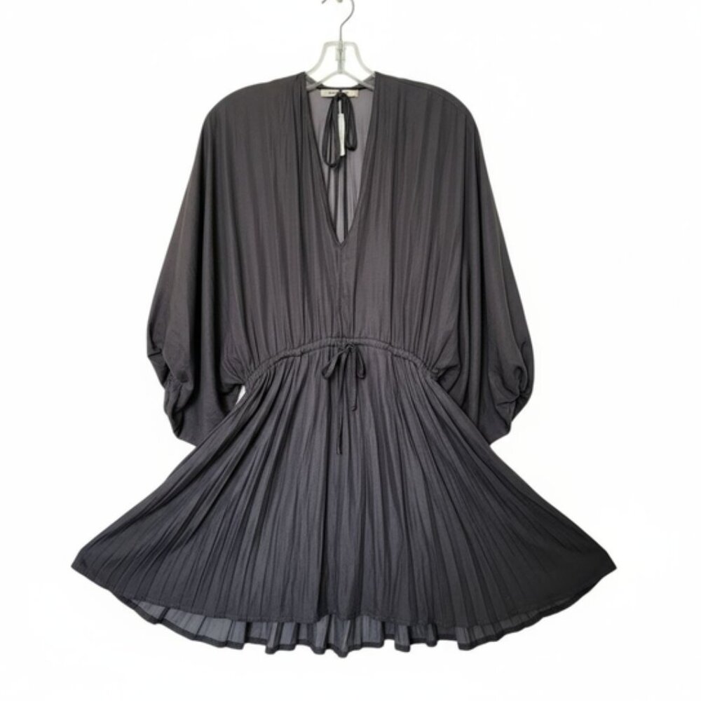 Mustard Seed Tunic Dolman Sleeve Dark Gray Elastic Waist  Mini dress size S NWT